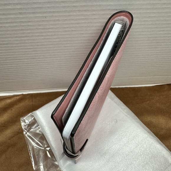 Coach Powder Pink Signature Pattern Notebook Cover with Tan Closure - Picture 6 of 6